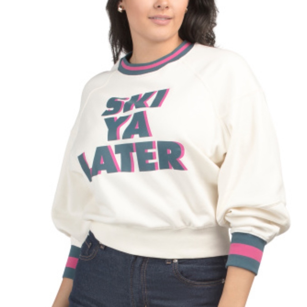 CHASER ⭐️NWT⭐️ Ski Ya Later Screen Sweatshirt size Small
